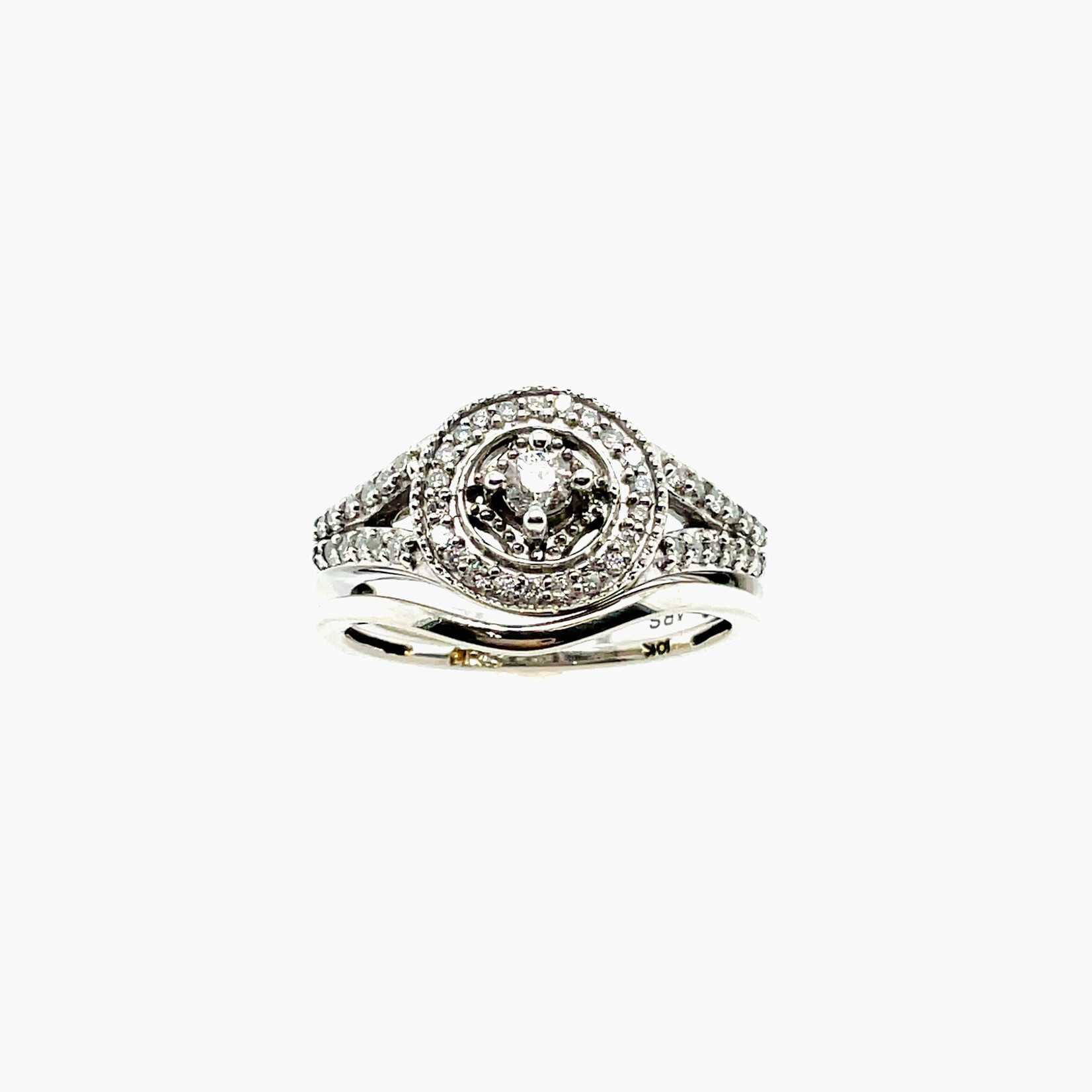 10K White Gold Diamond Ring Size 6.5