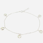 .925 Crescent Moon White Opal Anklet