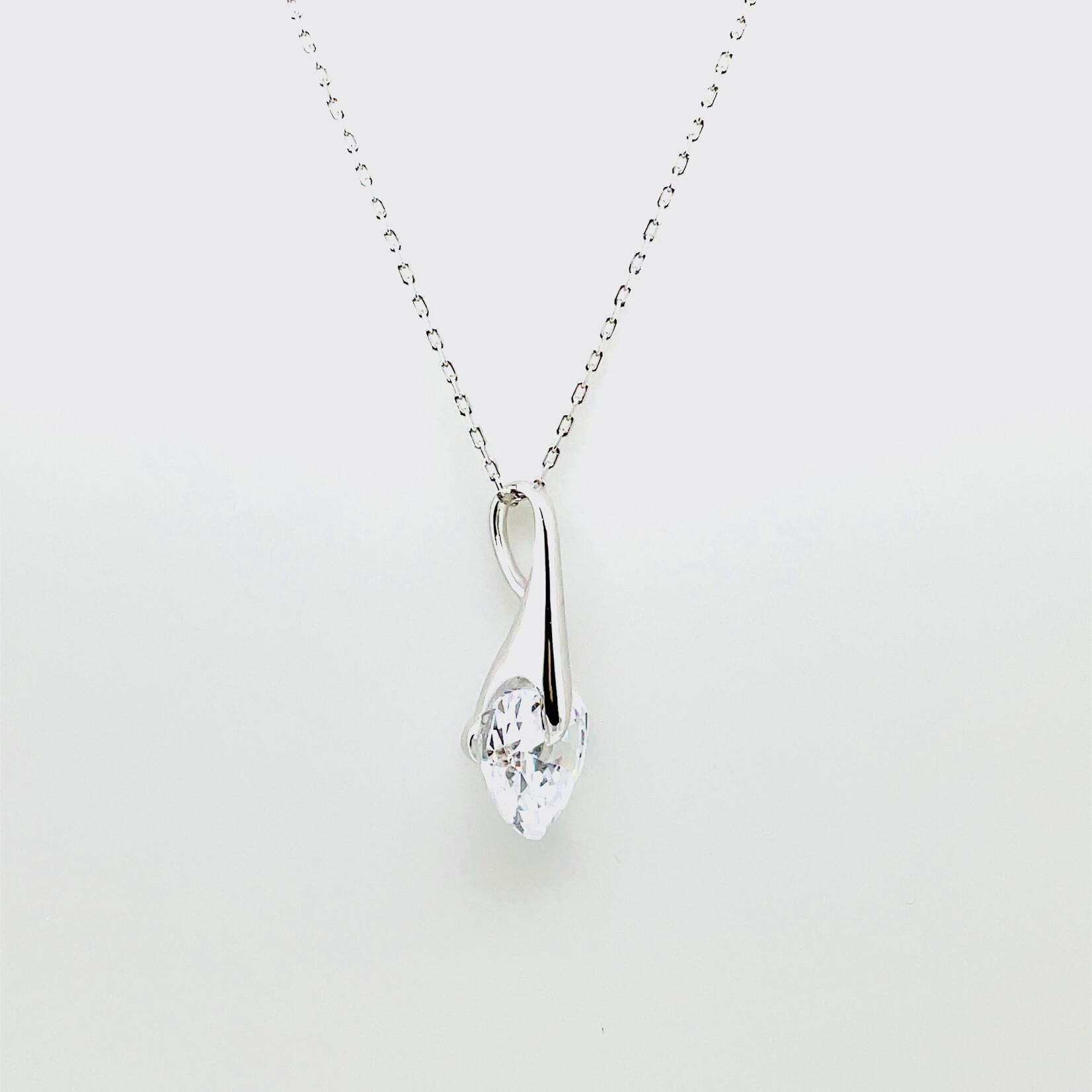 Sterling Silver 10mm Heart CZ Necklace
