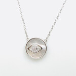 .925 Round MOP / Center CZ Evil Eye Necklace