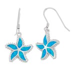 Sterling Silver Blue Inlay Opal Starfish Earrings