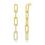 Gold Plated Sterling Silver CZ Paperclip Earrings