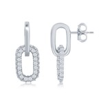 Sterling SilverMicro Pave CZ Paperclip Earrings