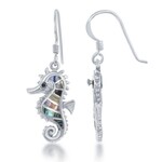 Sterling Silver Black Abalone Seahorse Earrings
