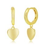 Gold Plated Sterling Silver Heart Charm Huggie Earrings