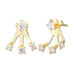 Sterling Silver GP CZ Prong Set Triple CZ Back Earrings