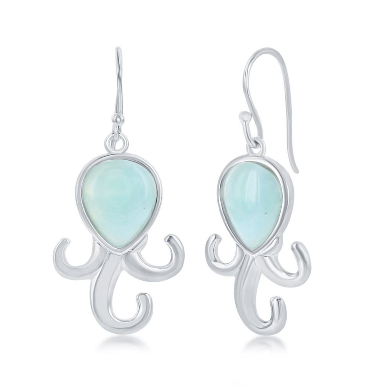 Sterling Silver Larimar Octopus Earrings