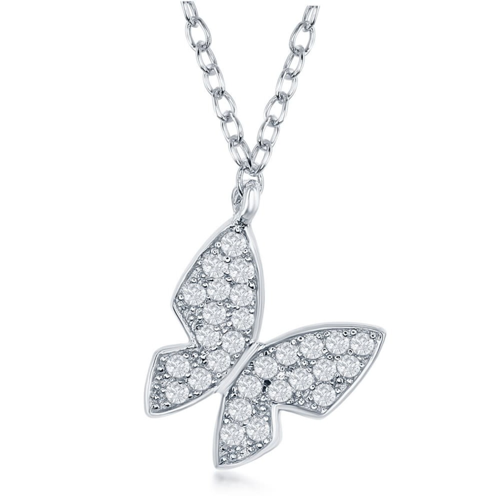 Small CZ Butterfly Necklace .925