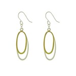 .925 Dangling Two Tone Double Oval Earrings