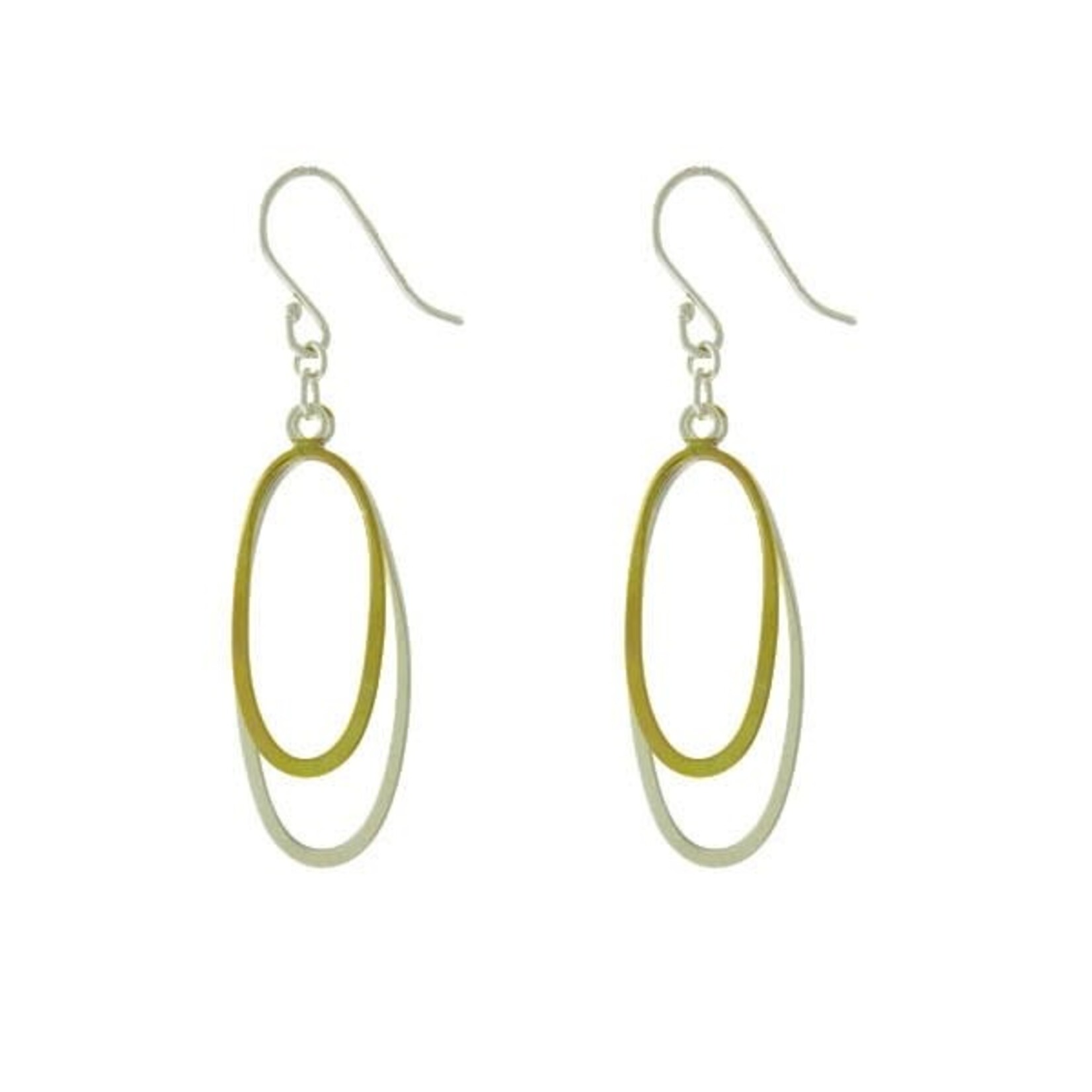 .925 Dangling Two Tone Double Oval Earrings