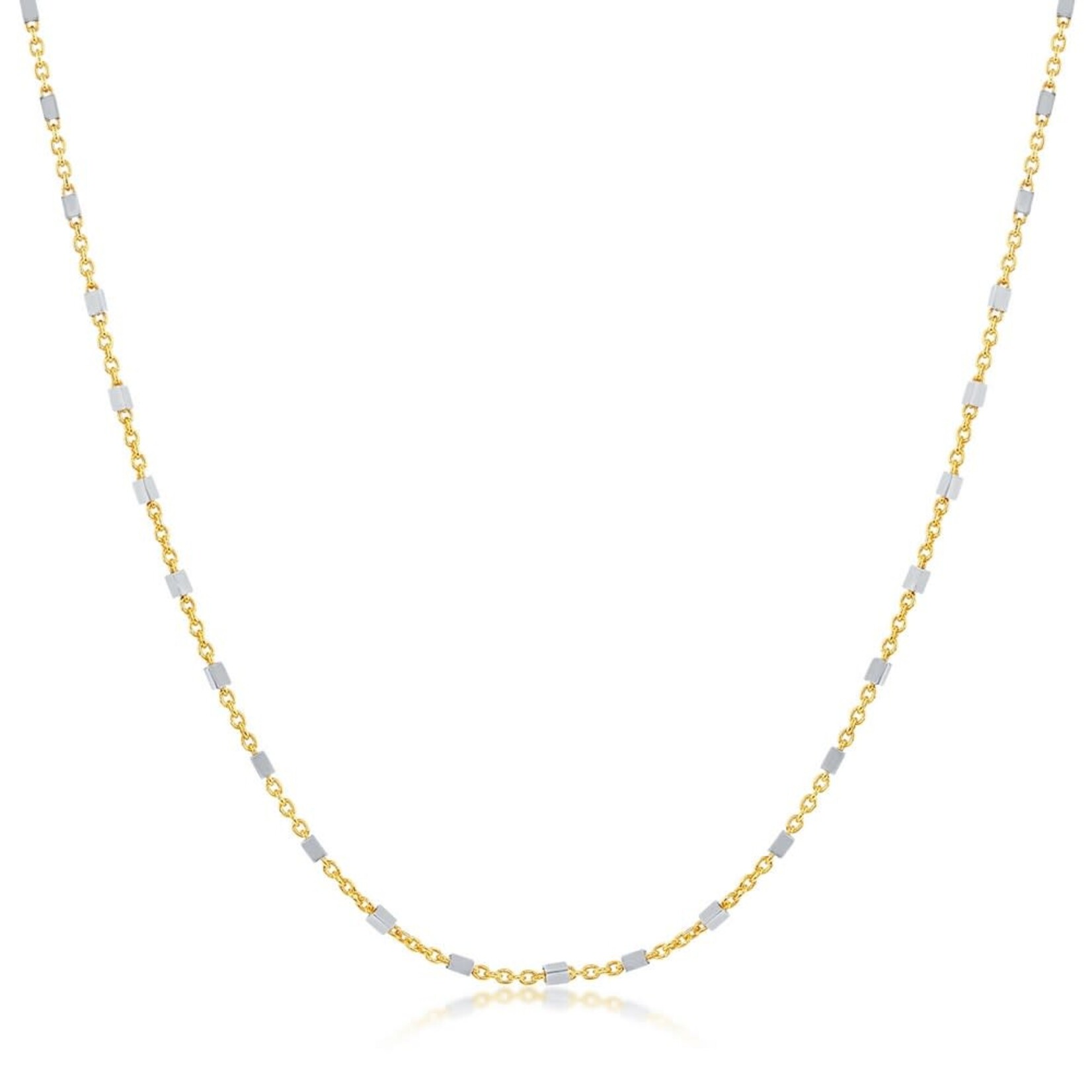 Square Beads Gold Plated Chain-Two Tone .925