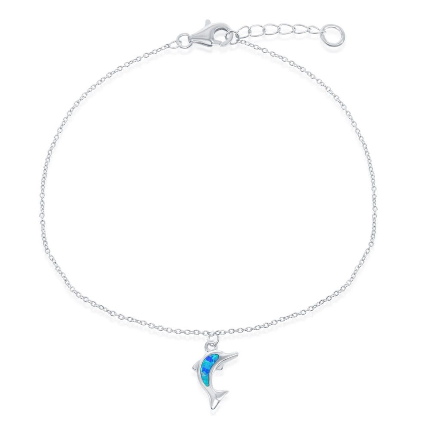 Blue Inlay Opal Dolphin Anklet