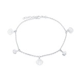 Alternating Flat and Puffed Seashell Anklet .925