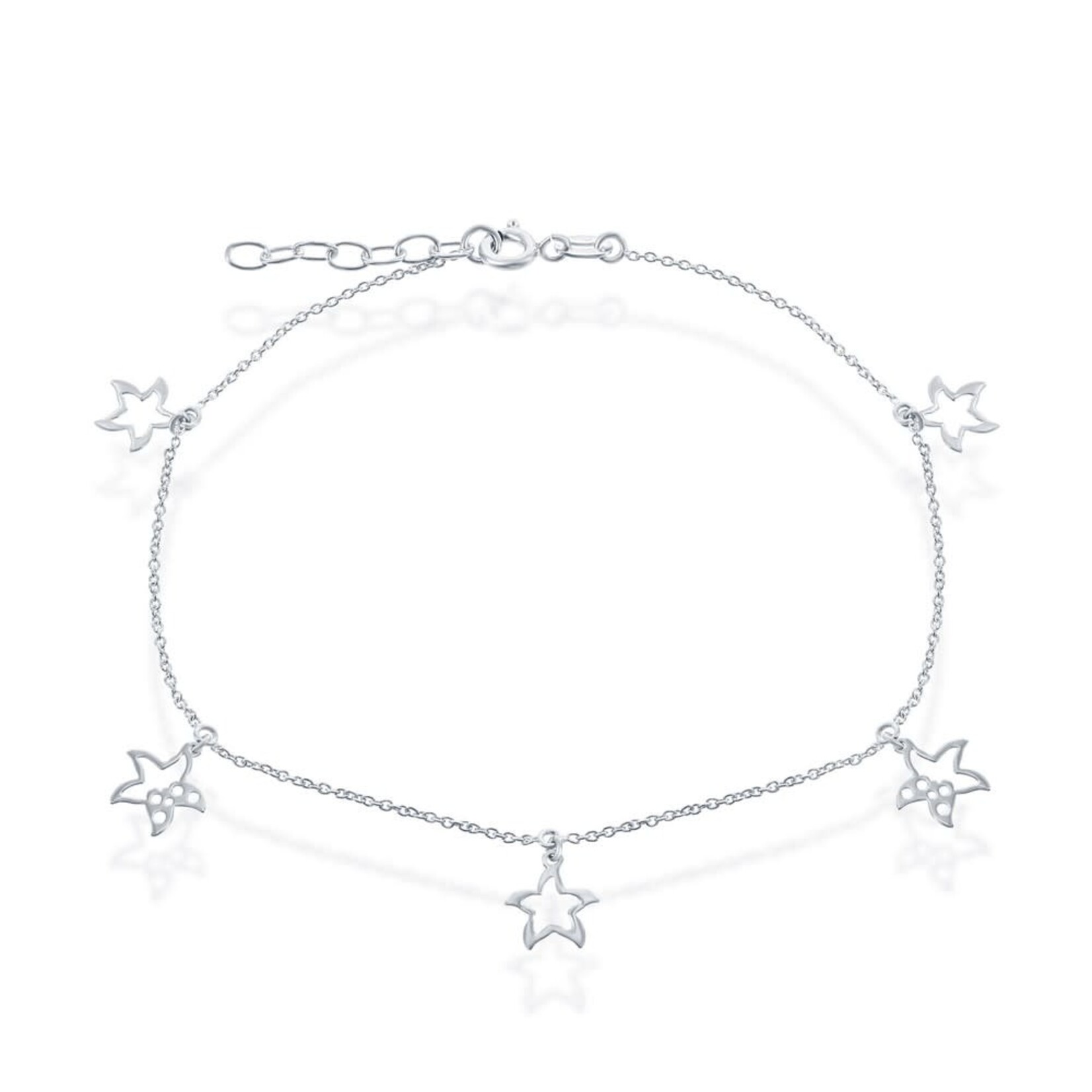 Dangling Starfish Cut-Out Anklet .925