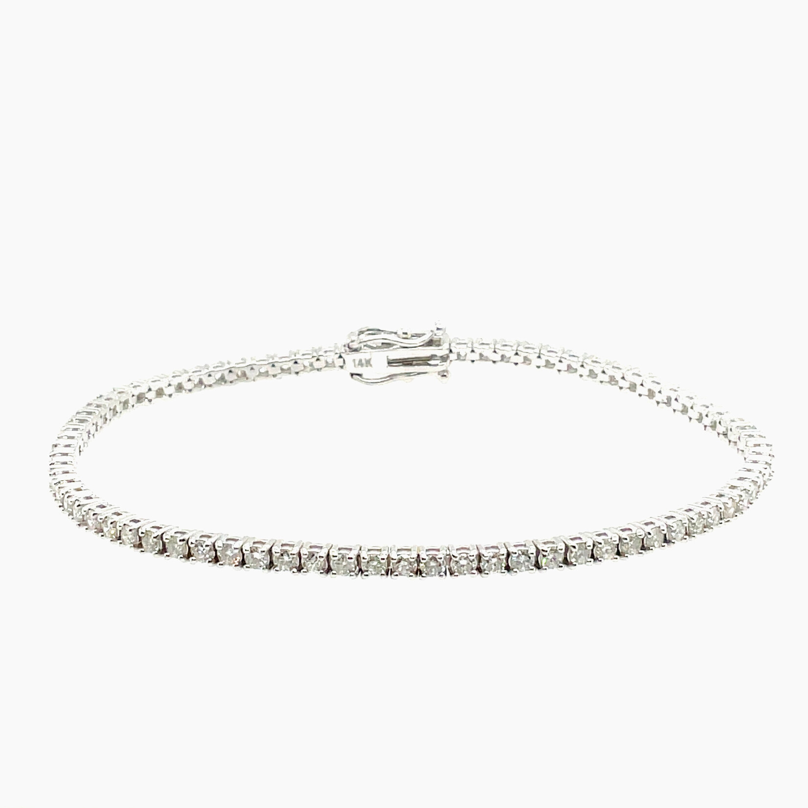 14K White Gold 2. Ct Tw Diamond Tennis Bracelet Size 7