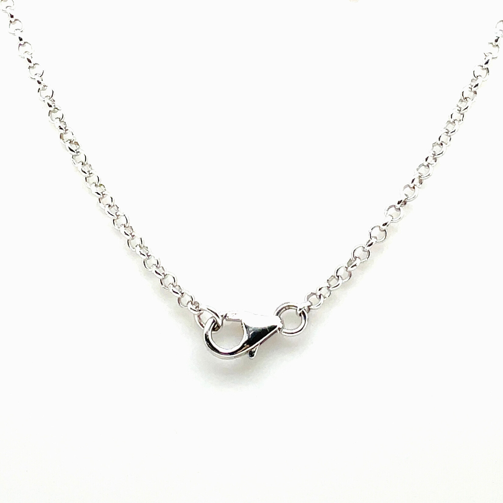 Sterling Silver Aquamarine with White Zirconia Necklace