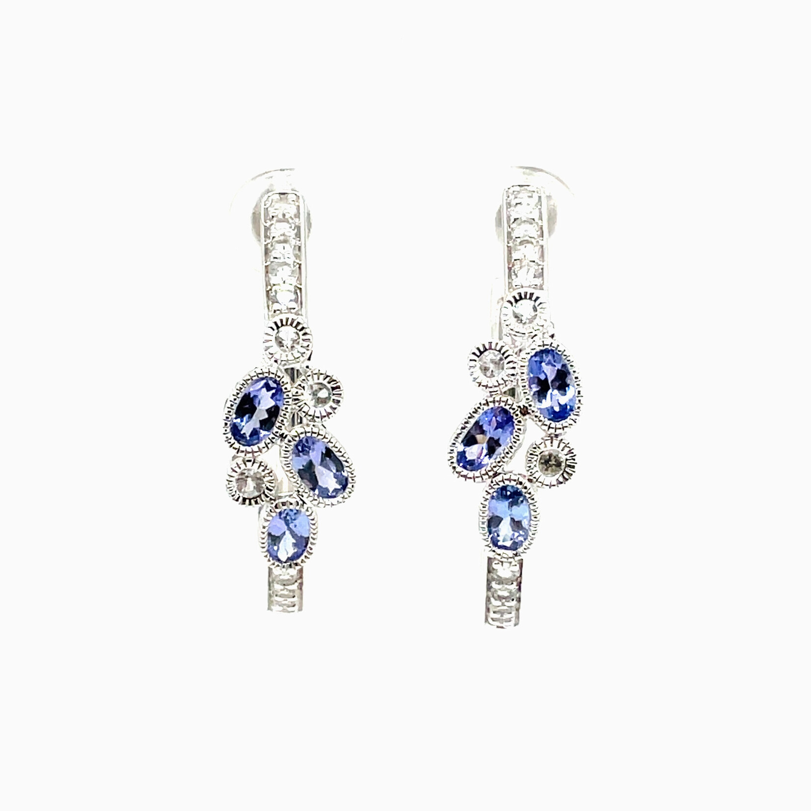 Sterling Silver Tanzanite & White Topaz Earrings