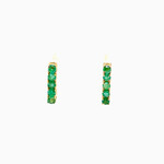 Yellow Gold Plated Sterling Silver Emerald Earrings