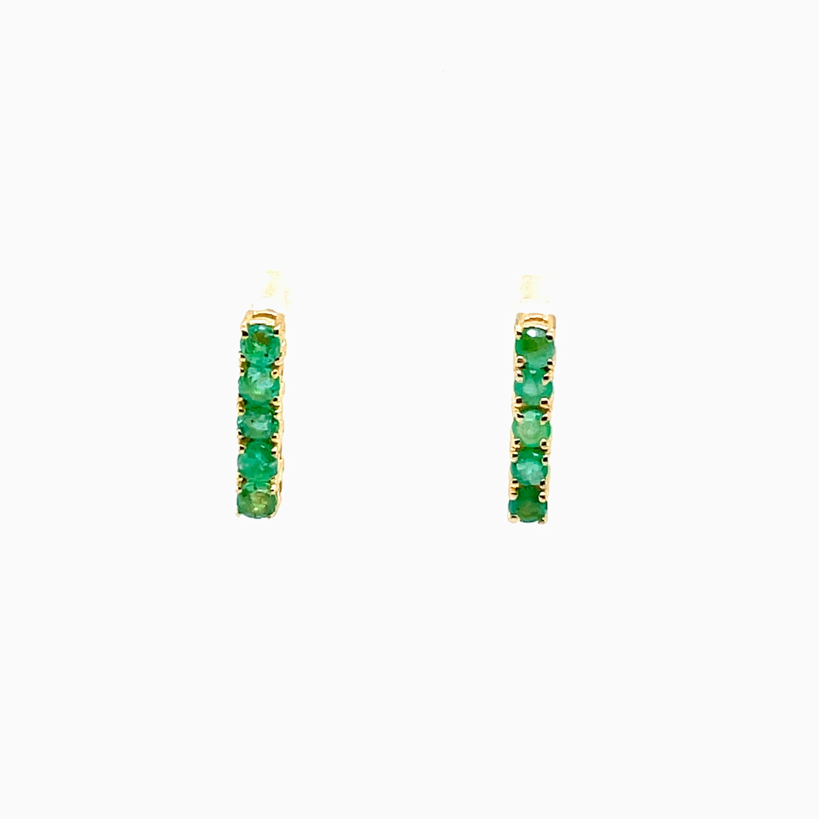 Yellow Gold Plated Sterling Silver Emerald Earrings
