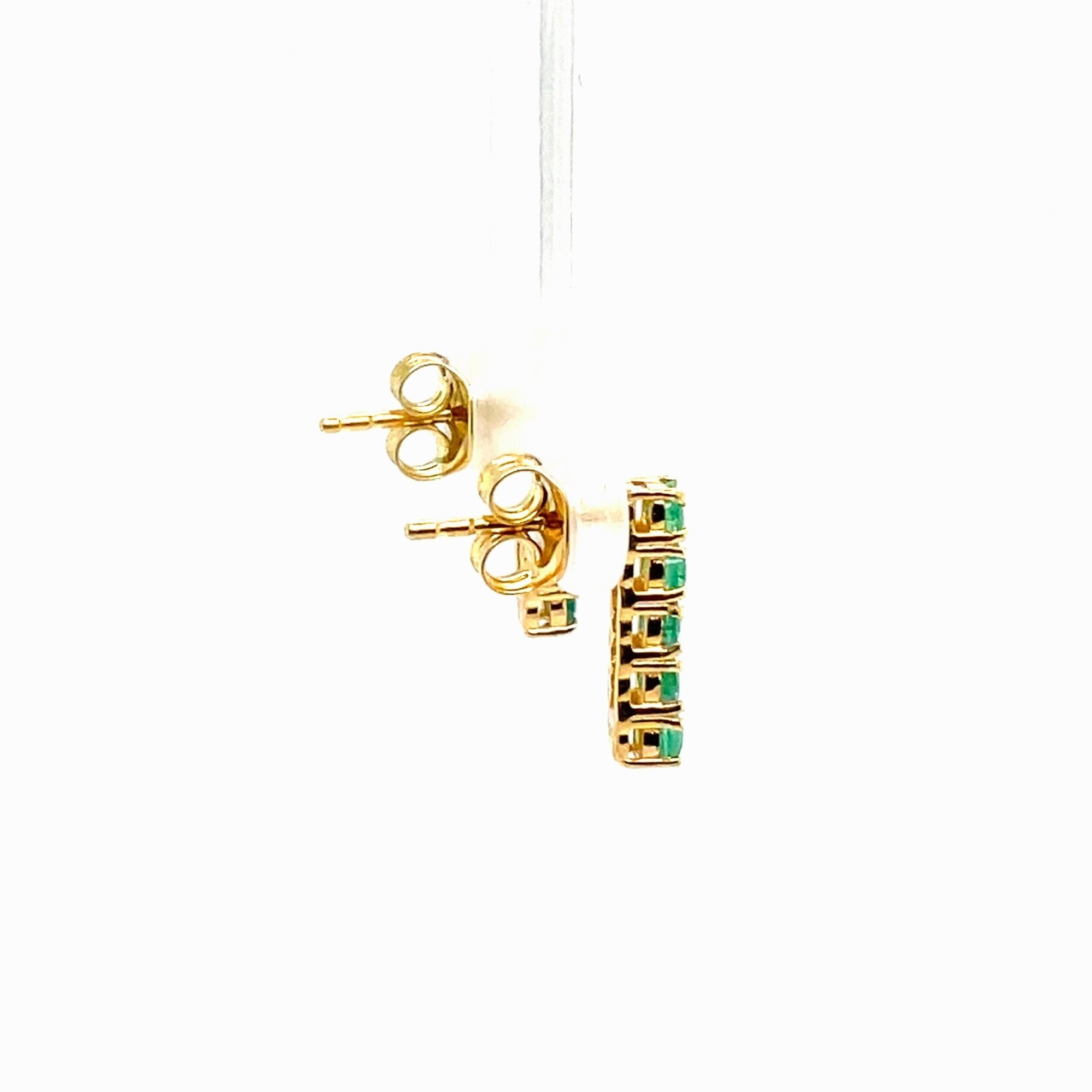 Yellow Gold Plated Sterling Silver Emerald Earrings