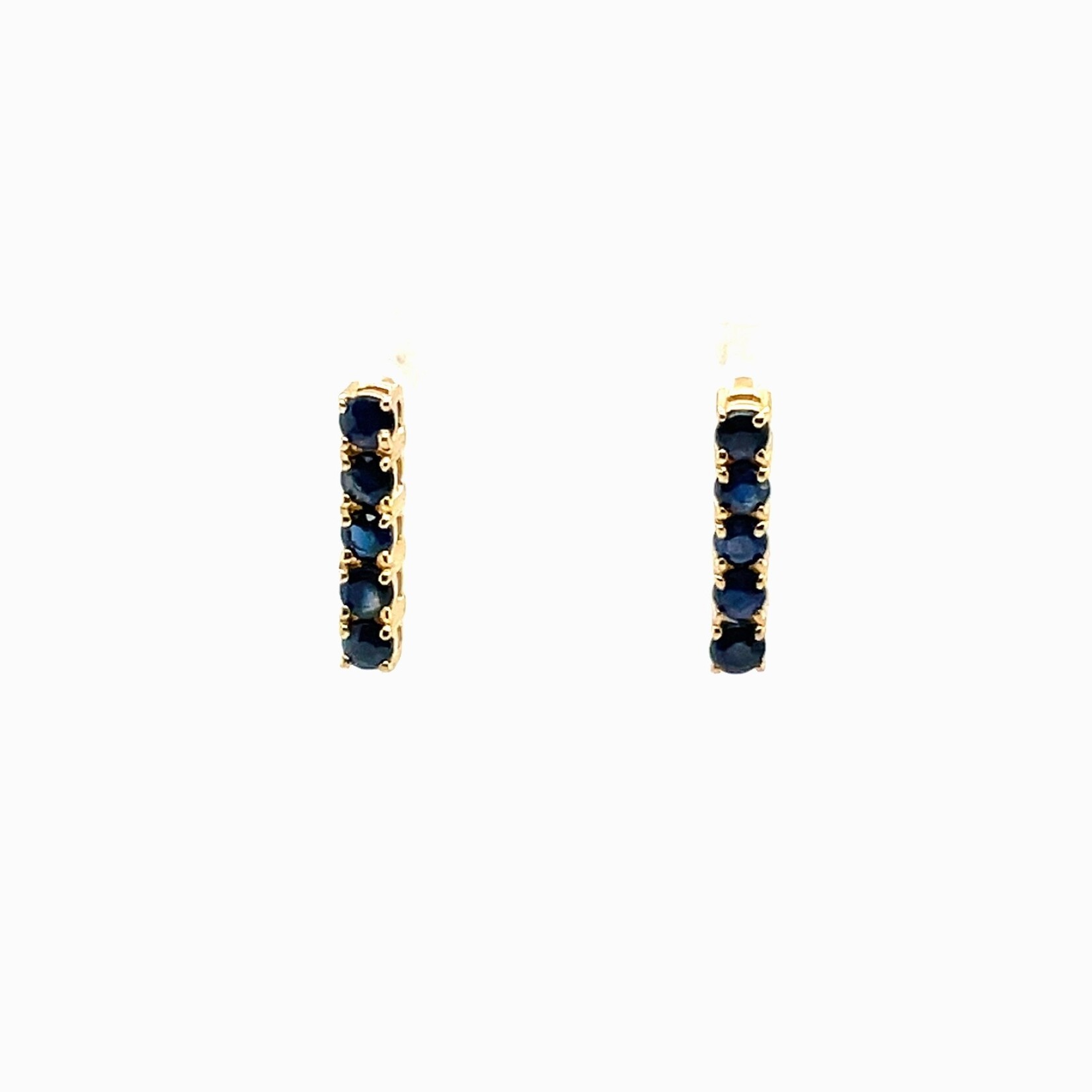 Yellow Gold Plated Sterling Silver Blue Sapphire Earrings