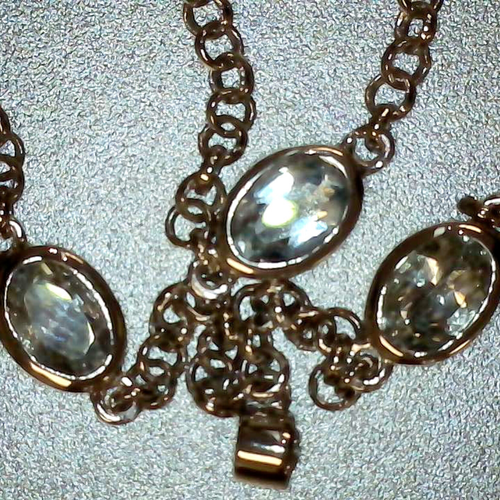 Sterling Silver  18" Aquamarine White Zirconium Necklace