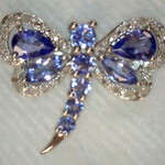 925 Tanzanite, White Diamonds Dragonfly Pendant