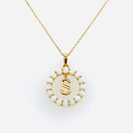 925 18" Yellow Gold Plated Created Milky Opal Pendant