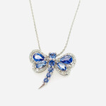 925 Tanzanite, White Diamonds Dragonfly Pendant