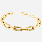 Gold Plated Pave Paperclip Bracelet, Fashion