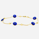14 Kt  YG Evil Eye Bracelet 7"