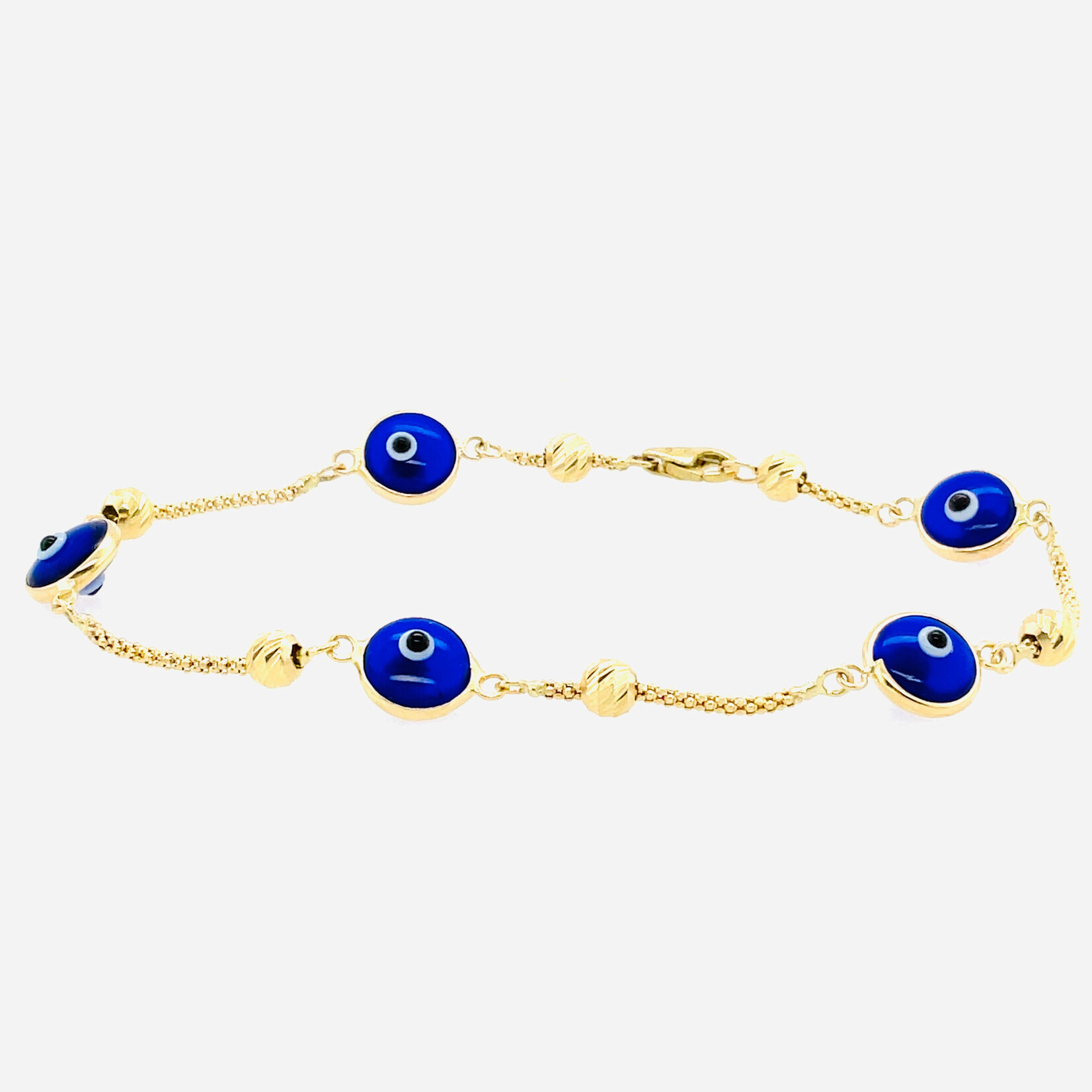 14 Kt  YG Evil Eye Bracelet 7"