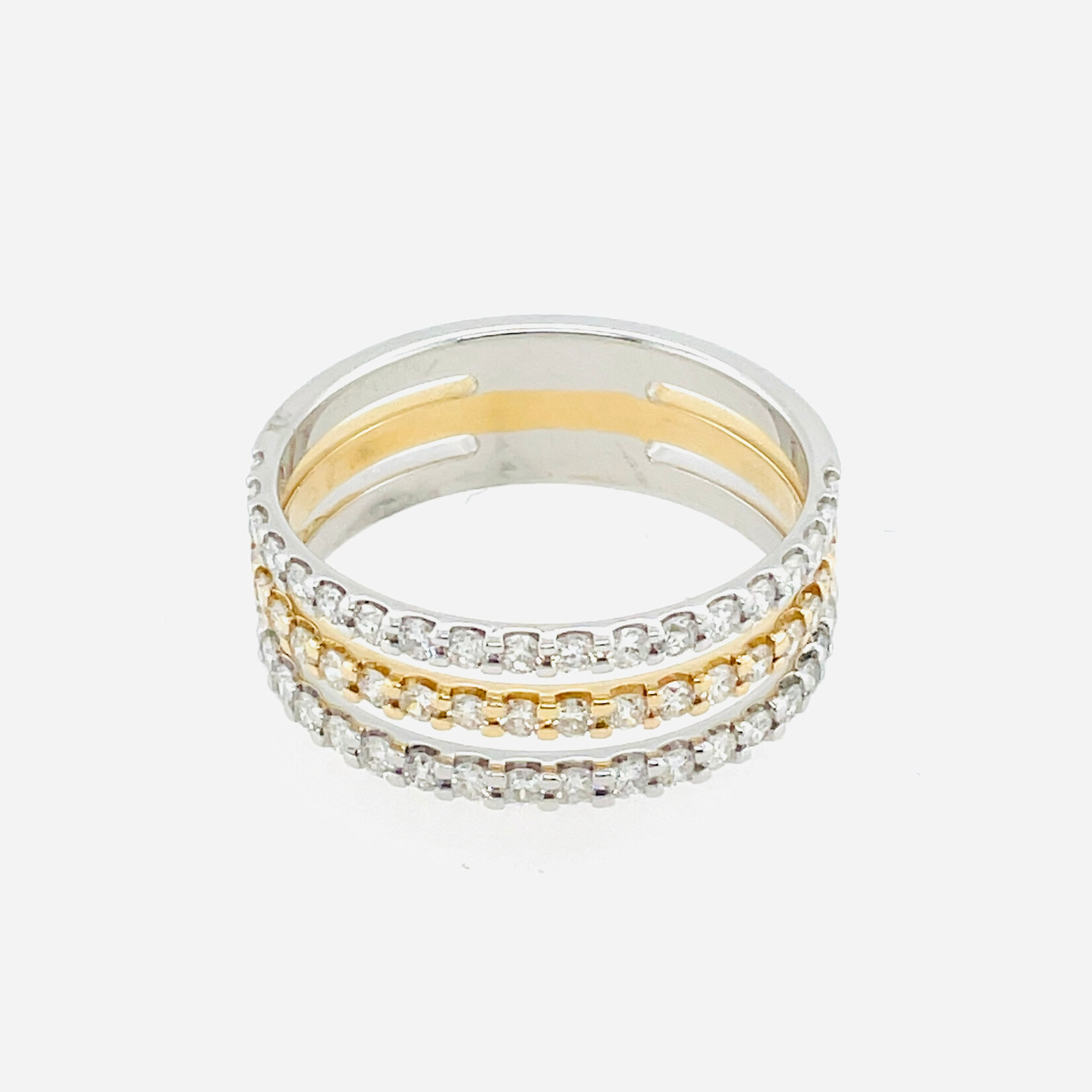 14 Kt Two-Tone Diamond Triple Wedding Band