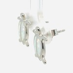 Sterling Silver White Inlay Opal Turtle Earrings