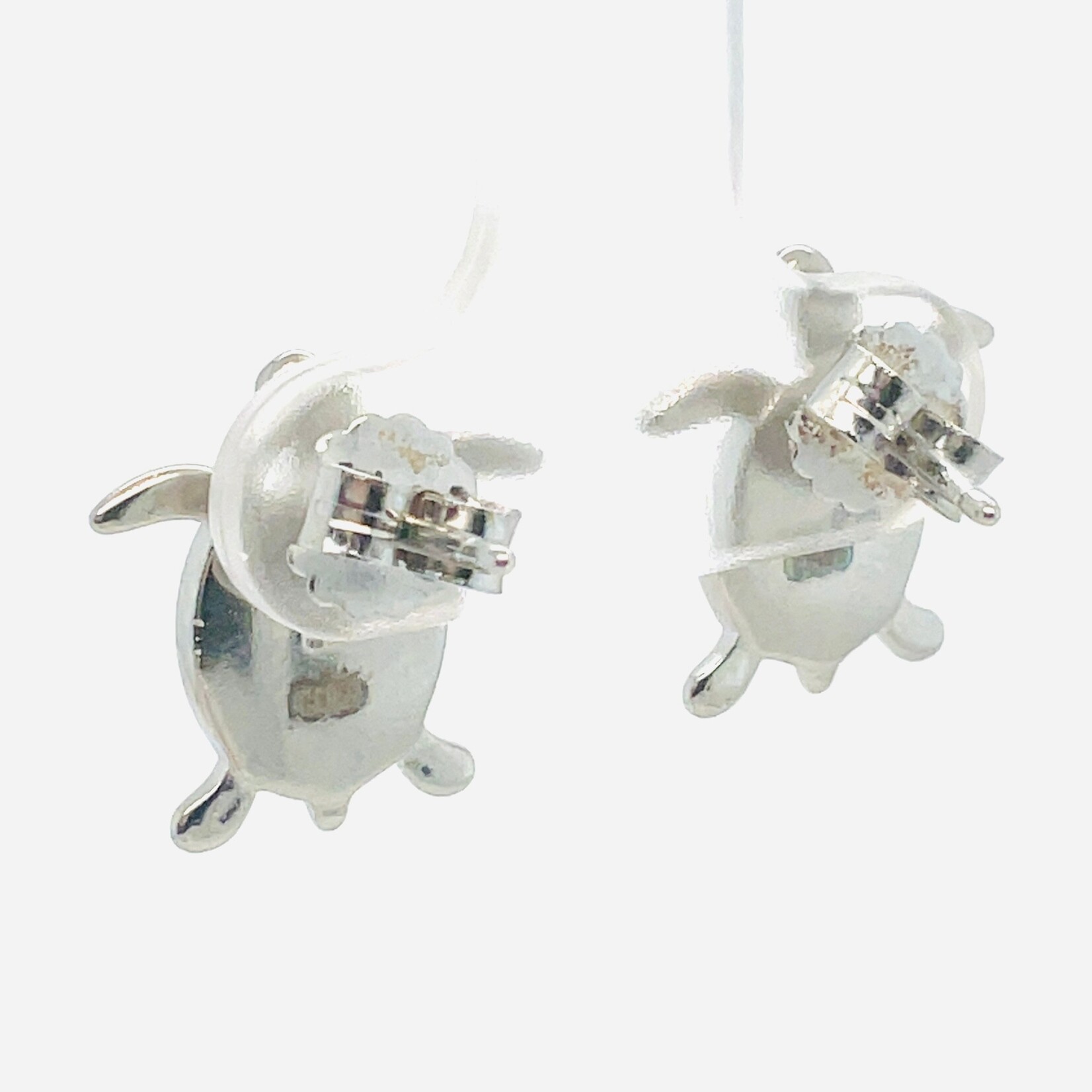 Sterling Silver White Inlay Opal Turtle Earrings