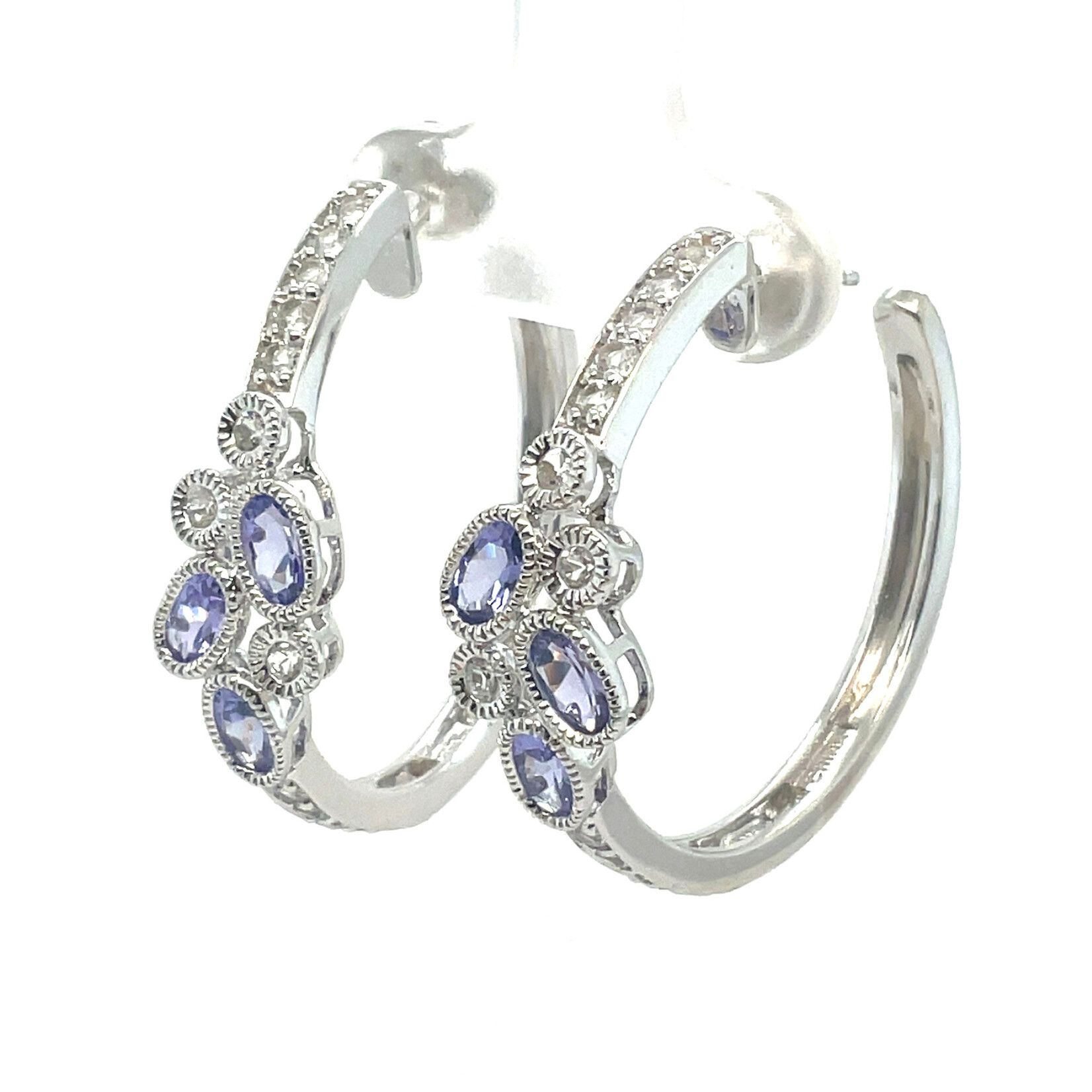 Sterling Silver Tanzanite & White Topaz Earrings