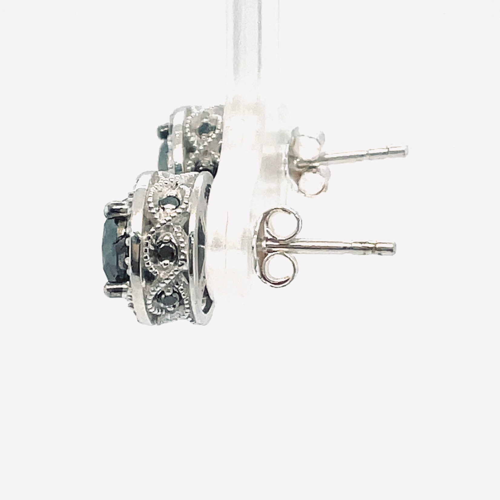 Sterling Silver Black and White Diamond Earrings