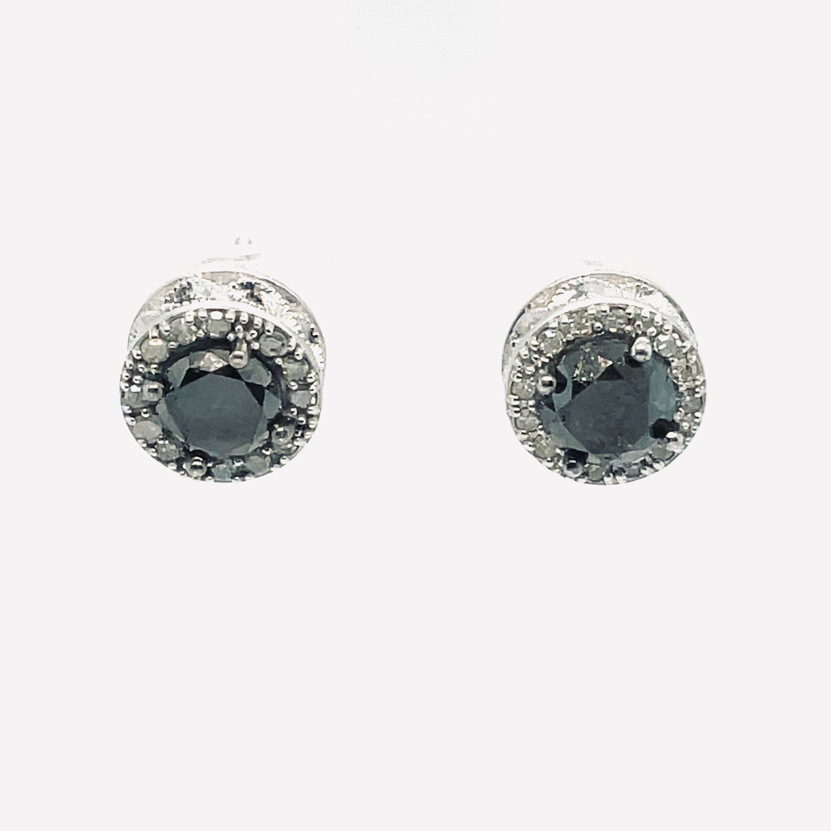 Sterling Silver Black and White Diamond Earrings