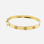 .925 Gold Plated Natural Diamond Bangle 0.20 Ctw