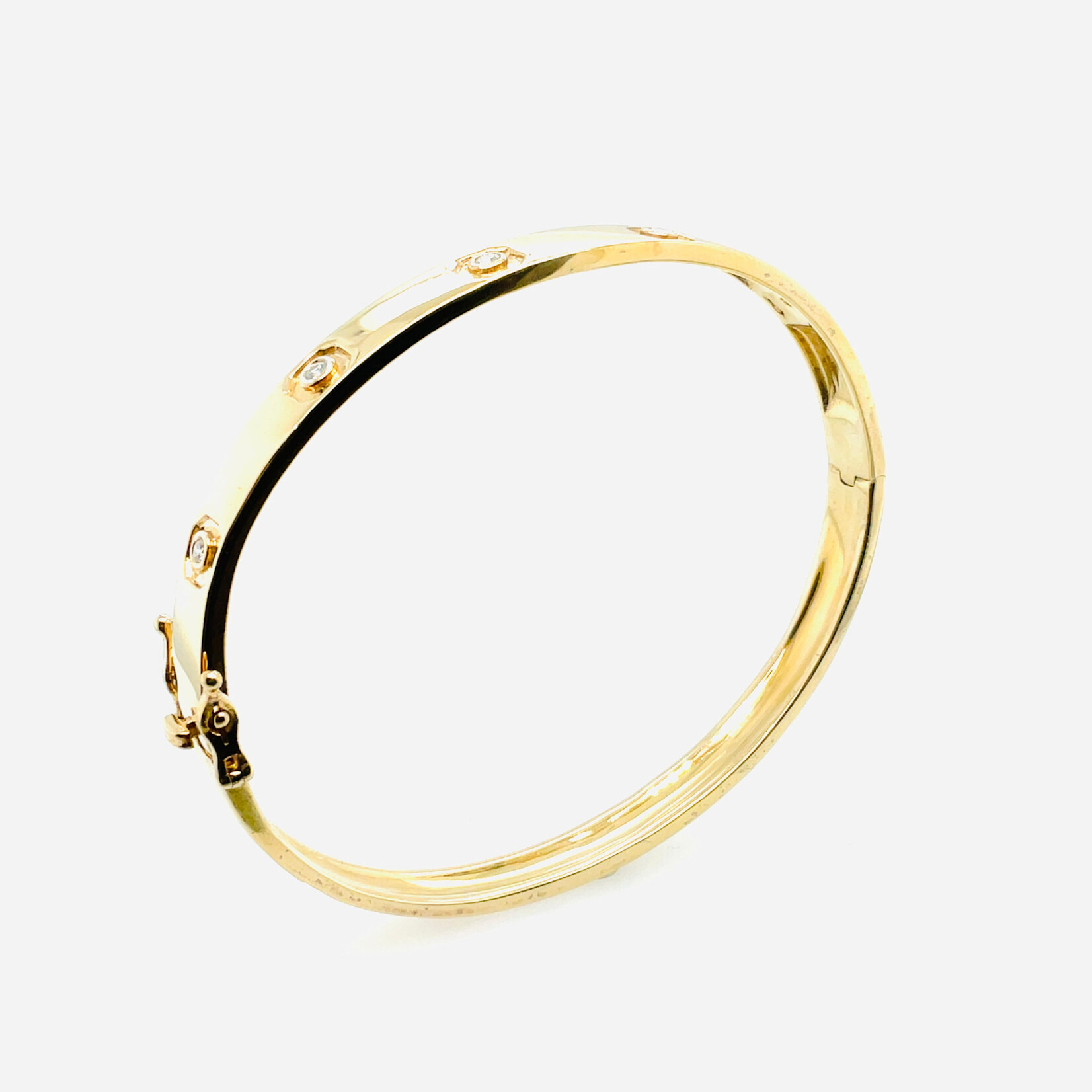 .925 Gold Plated Natural Diamond Bangel 0.20 Ctw