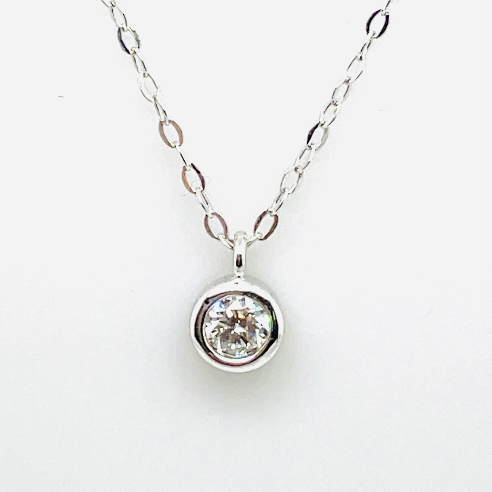 .925 Lab Diamond Bezel Set Necklace 0.25 Ctw
