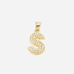 10 Kt Yellow Gold Pave Initial S Pendant