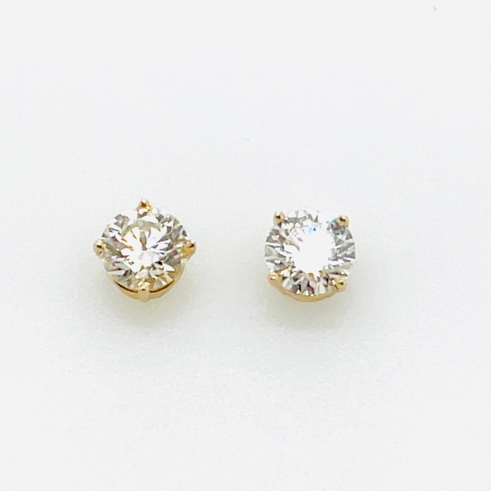 14Kt YG Round LGD Solitaire Stud Earrings 2.33 Ctw