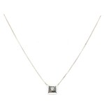 Sterling Silver Box Chain Pendant /CZ 18"