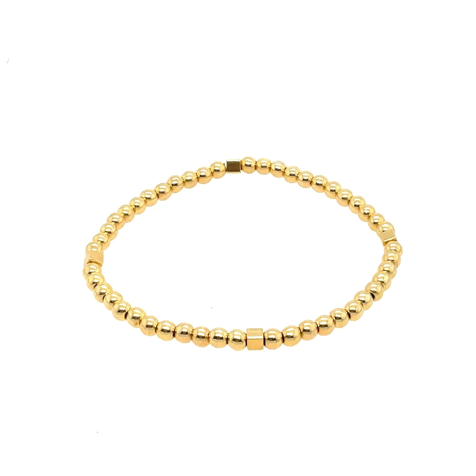 Gold Filled Beaded Bracelet w/ Sq Focal Interspered Beads