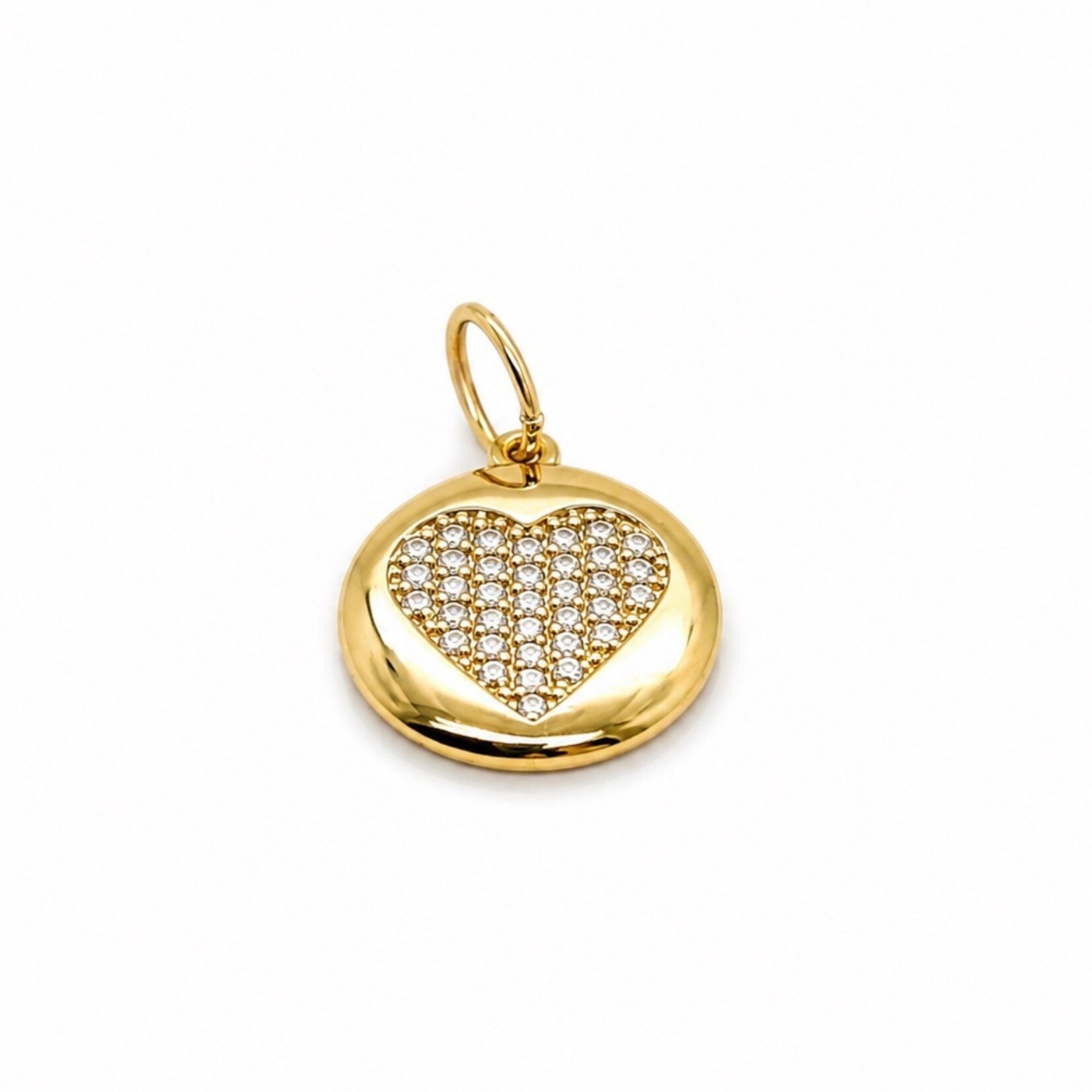 Gold Filled Round Coin Heart Charm
