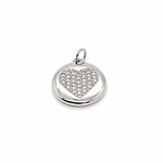 White Gold Filled Round Coin Heart Charm