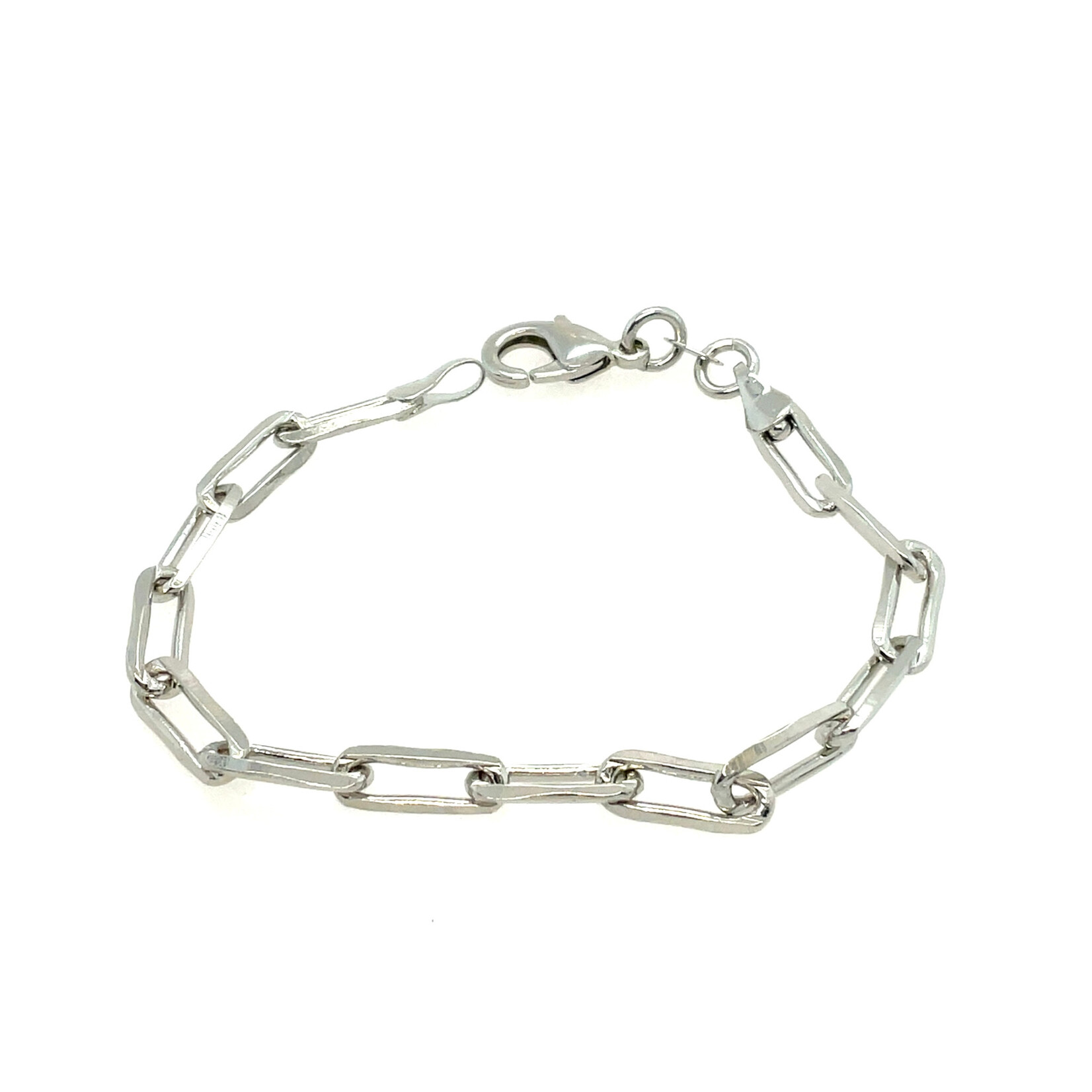 White Gold Filled Rectangular Link Chain Bracelet