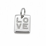 White Gold Filled Pave Dia Accent "LOVE" Sq Charm