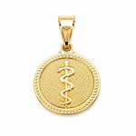 Gold Filled Caduceus Round Charm
